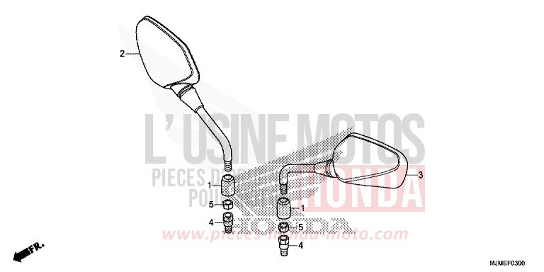 SPIEGEL von VFR800X „Crossrunner“ MAT BALLISTIC BLACK METALLIC (NHA86) von 2017